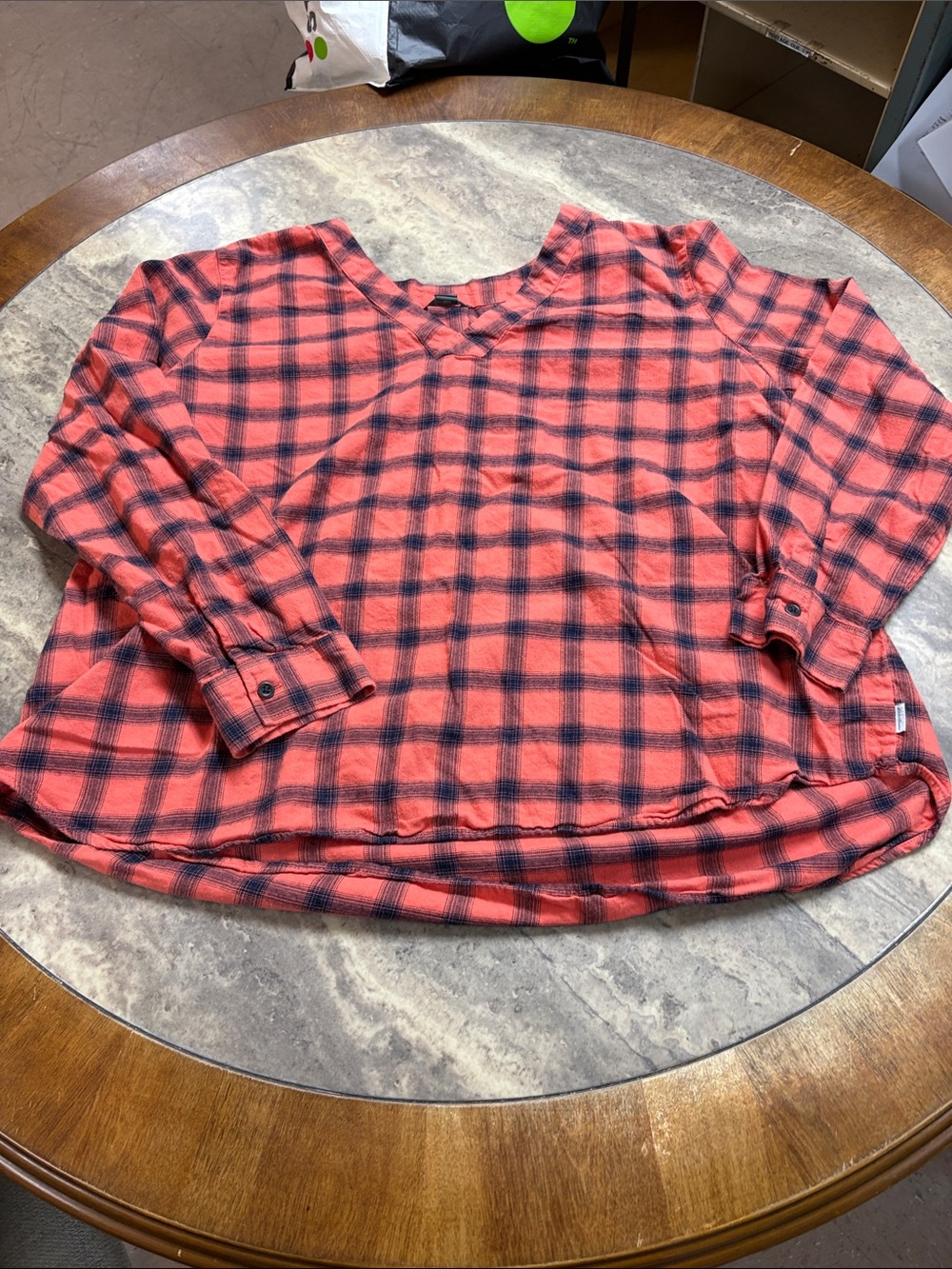 Eddie Bauer Red and Black Plaid Button-Up Shirt